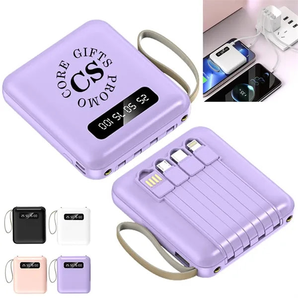 5000mAh Mini Power Bank With Detachable Cables