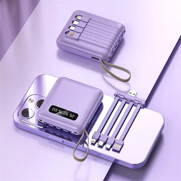 5000mAh Mini Power Bank With Detachable Cables