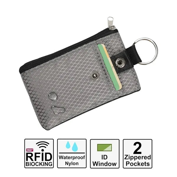 RFID Blocking Small Wallet W/ ID Window Lanyard  Pouch
