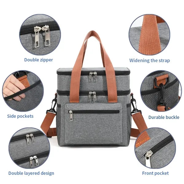 Grill Picnic Organizer Double-Deck Outdoor Lunch Camping Bag