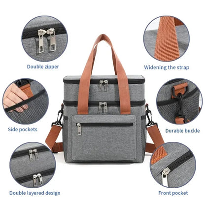 Grill Picnic Organizer Double-Deck Outdoor Lunch Camping Bag