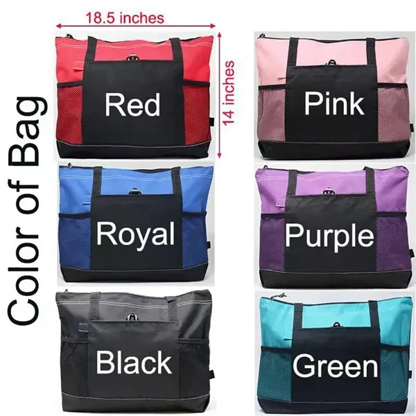 Zippered Tote Royal Blue One Size Travel Bags