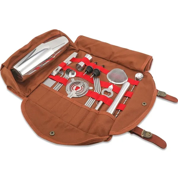 Travel Bartender Kit W/20 Piece Cocktail Shaker Portable Bag