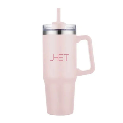 30 oz. Vacuum Stainless Steel Travel Mug w/ Handle & Straw