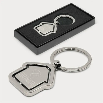 Laser Engraved House Metal Keyring