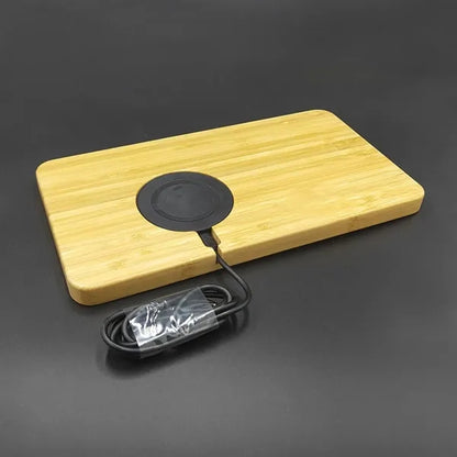 15W Bamboo Wood Tray Wireless Charger Storage Solid