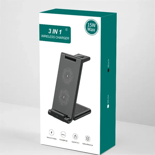 3 in 1 Folding Wireless Charger Multi-function Phone Holder