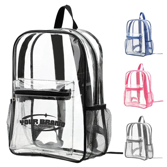Personalized School PVC Clear Backpack with Reinforced Strap
