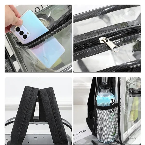 Personalized School PVC Clear Backpack with Reinforced Strap