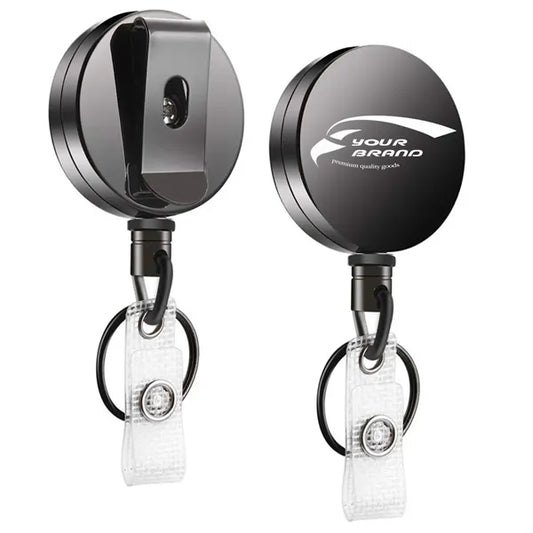 TransClear Black Retractable Clip Badge Holder