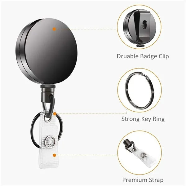 TransClear Black Retractable Clip Badge Holder