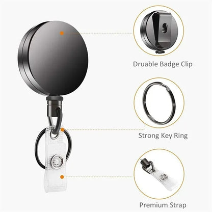 TransClear Black Retractable Clip Badge Holder