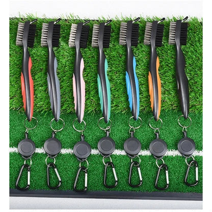 Golf Club Brush Groove Cleaner with Retractable Zip-line