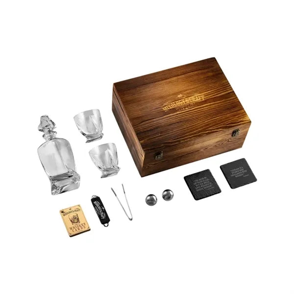 Elegant Whiskey Decanter Set in Wooden Box