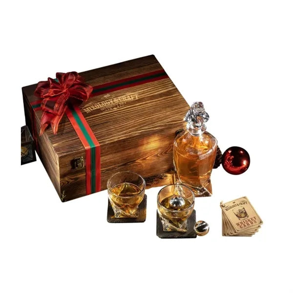 Elegant Whiskey Decanter Set in Wooden Box