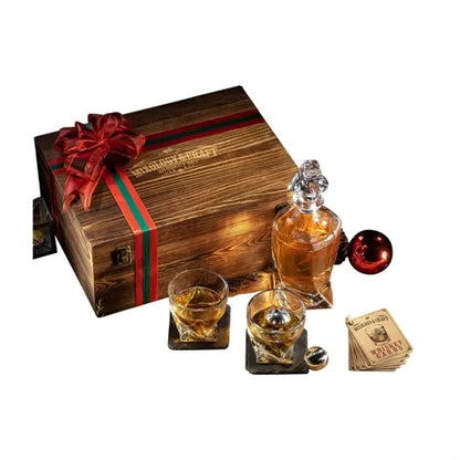 Elegant Whiskey Decanter Set in Wooden Box