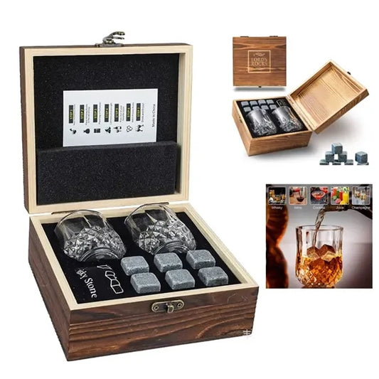 Whiskey Glass Set With Wooden Gift Box