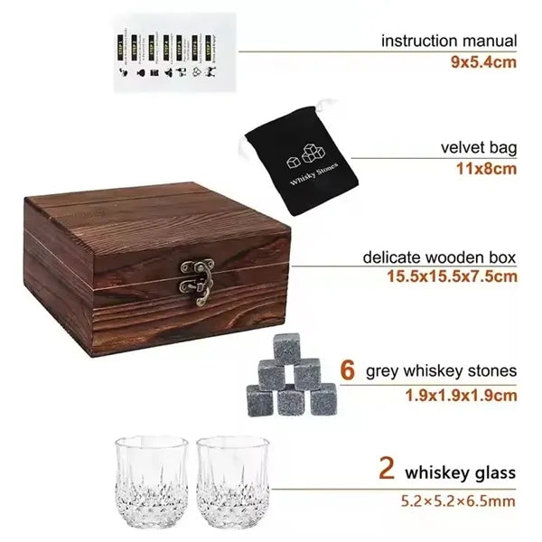 Whiskey Glass Set With Wooden Gift Box