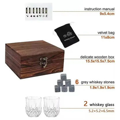 Whiskey Glass Set With Wooden Gift Box