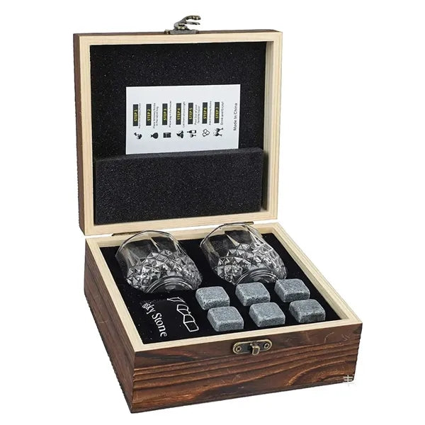 Whiskey Glass Set With Wooden Gift Box