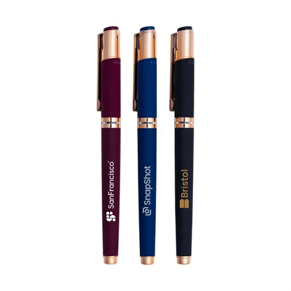 The Satin Noble Gel Pen with Rose Gold Accents
