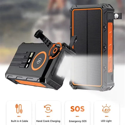 20000mAh Hand Crank Solar Power Bank With Flashlight