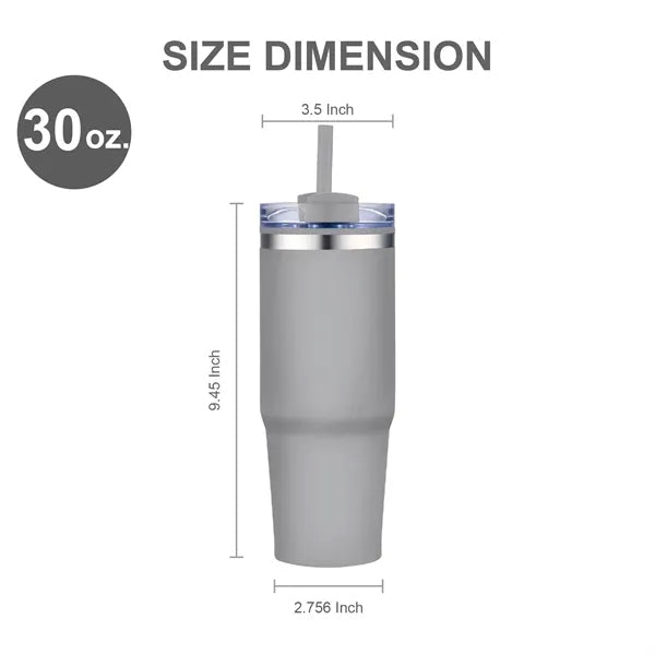 30 oz. Double Wall Stainless Steel Tumbler w/ Lid and Straw
