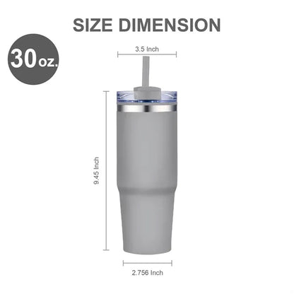 30 oz. Double Wall Stainless Steel Tumbler w/ Lid and Straw
