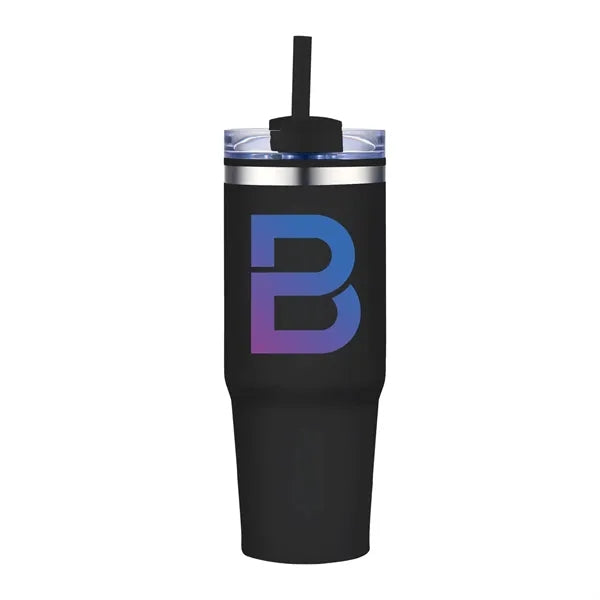 30 oz. Double Wall Stainless Steel Tumbler w/ Lid and Straw