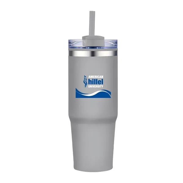 30 oz. Double Wall Stainless Steel Tumbler w/ Lid and Straw