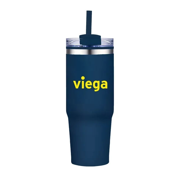 30 oz. Double Wall Stainless Steel Tumbler w/ Lid and Straw