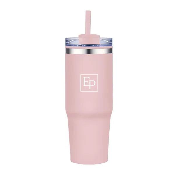 30 oz. Double Wall Stainless Steel Tumbler w/ Lid and Straw