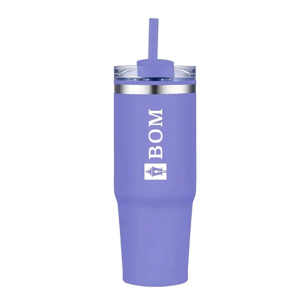 30 oz. Double Wall Stainless Steel Tumbler w/ Lid and Straw