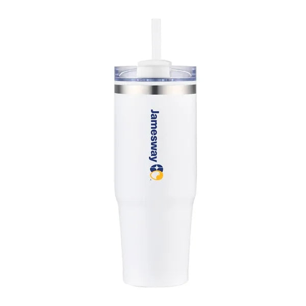 30 oz. Double Wall Stainless Steel Tumbler w/ Lid and Straw