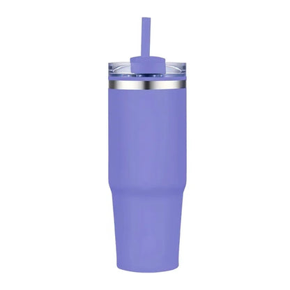 30 oz. Double Wall Stainless Steel Tumbler w/ Lid and Straw