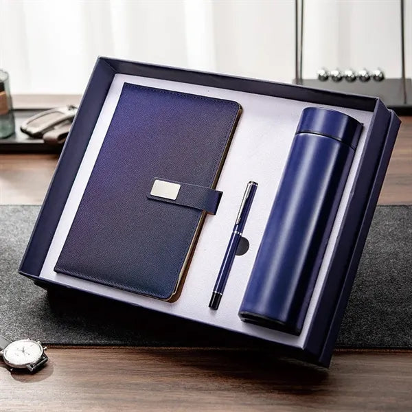 Leather Notebook Thermos And Executive Pen Gift Set