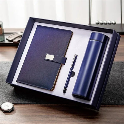 Leather Notebook Thermos And Executive Pen Gift Set