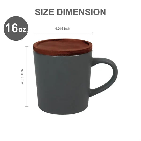 16 oz. Ceramic Mug with Wood Lid