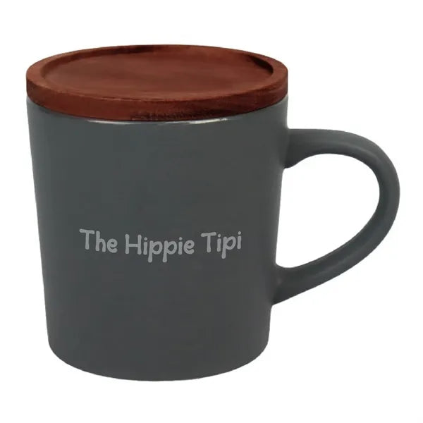 16 oz. Ceramic Mug with Wood Lid