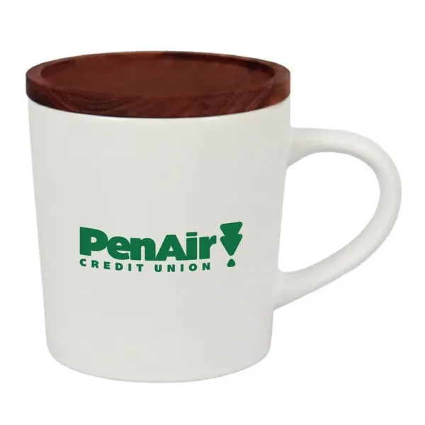 16 oz. Ceramic Mug with Wood Lid