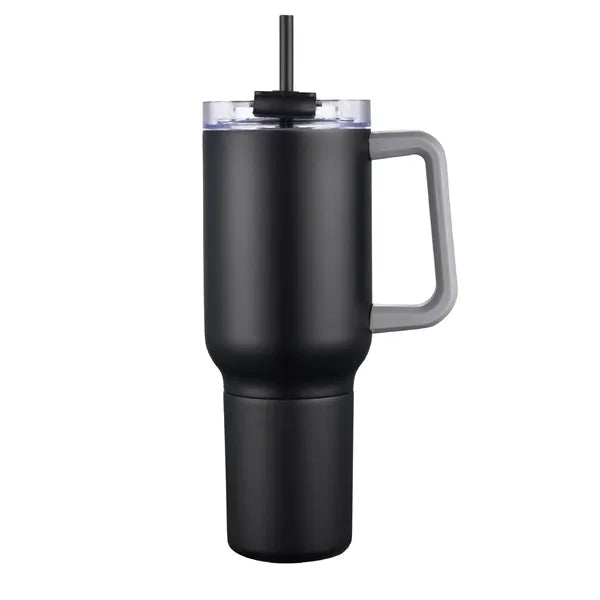 21 oz. Stainless Steel Mug w/ Handle, Straw, Can Cooler