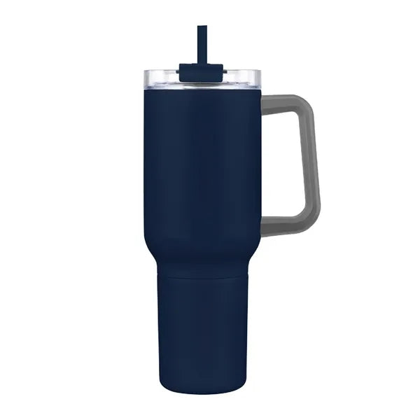 21 oz. Stainless Steel Mug w/ Handle, Straw, Can Cooler