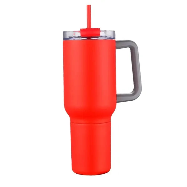 21 oz. Stainless Steel Mug w/ Handle, Straw, Can Cooler