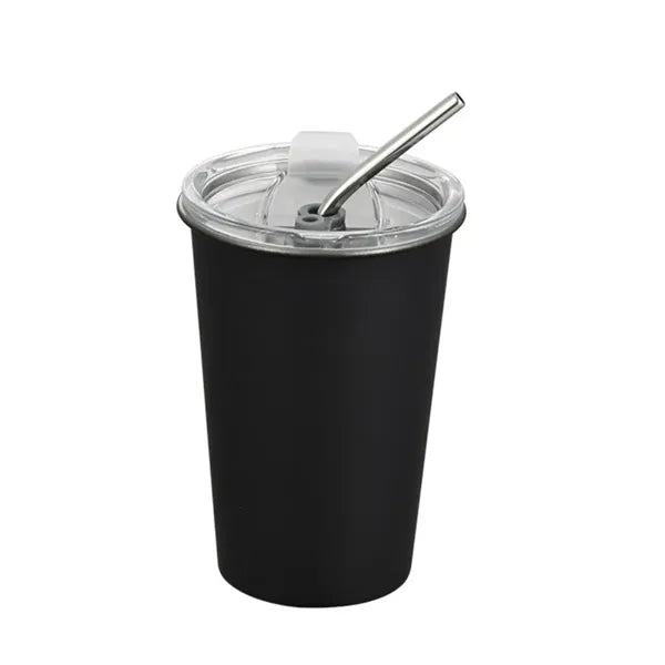 16Oz Stainless Steel Cup With Lid And Straw