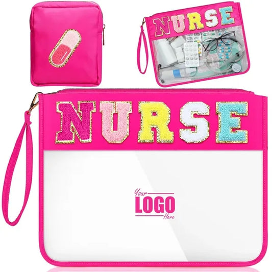 2pcs Nurse Chenille Letter Makeup Cosmetic Bag