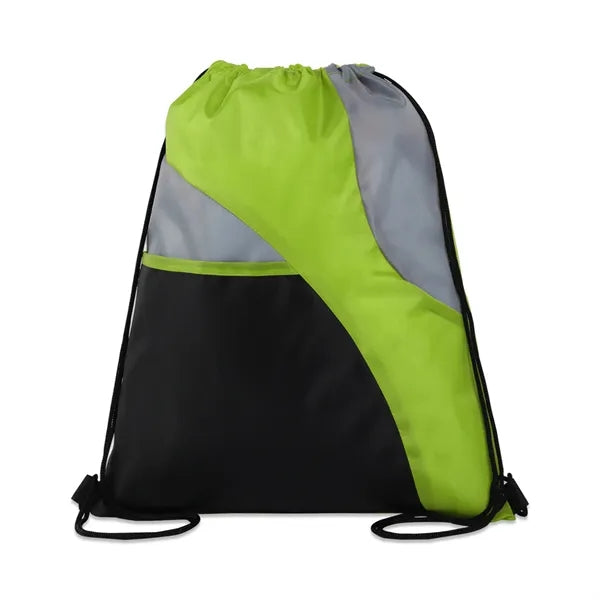 TRI-COLORED MESH POCKET DRAWSTRING BACKPACK