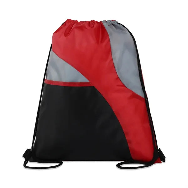TRI-COLORED MESH POCKET DRAWSTRING BACKPACK