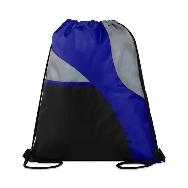 TRI-COLORED MESH POCKET DRAWSTRING BACKPACK
