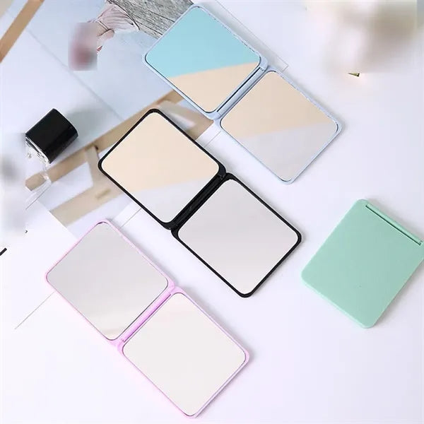 Portable double-sided square travel small mirror