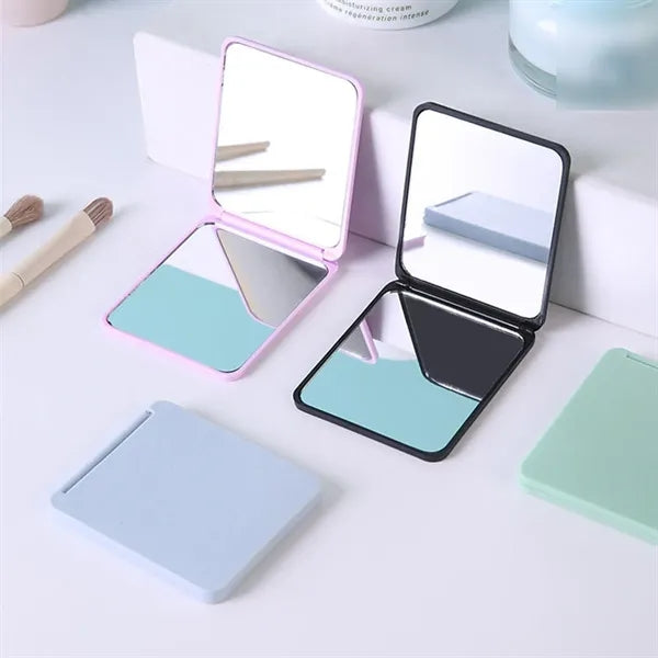 Portable double-sided square travel small mirror